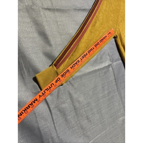 Evereve Yellow Terry Cloth Pullover Sweatshirt Striped Sleeve S rainbow 70s chic - Picture 7 of 7